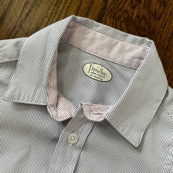 Frenchie Mini Couture striped button down onesie bodysuit, size 18M - Picture 3 of 6